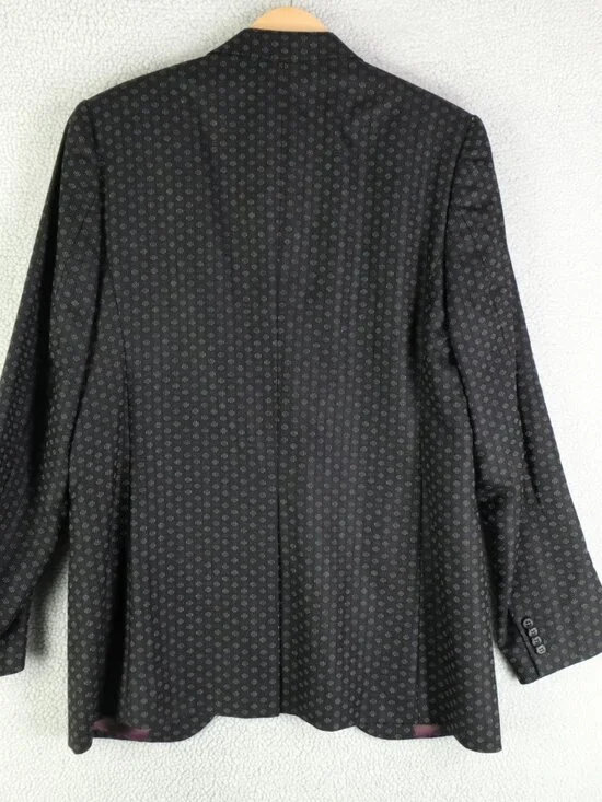 Tiger Of Sweden Blazer Mens 50 40L Black Geometric One Button Vented Peak Lapel - Picture 5 of 16
